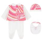 Baby Girls Pink & Ivory Iride Babygrow Gift Set, 1, hi-res