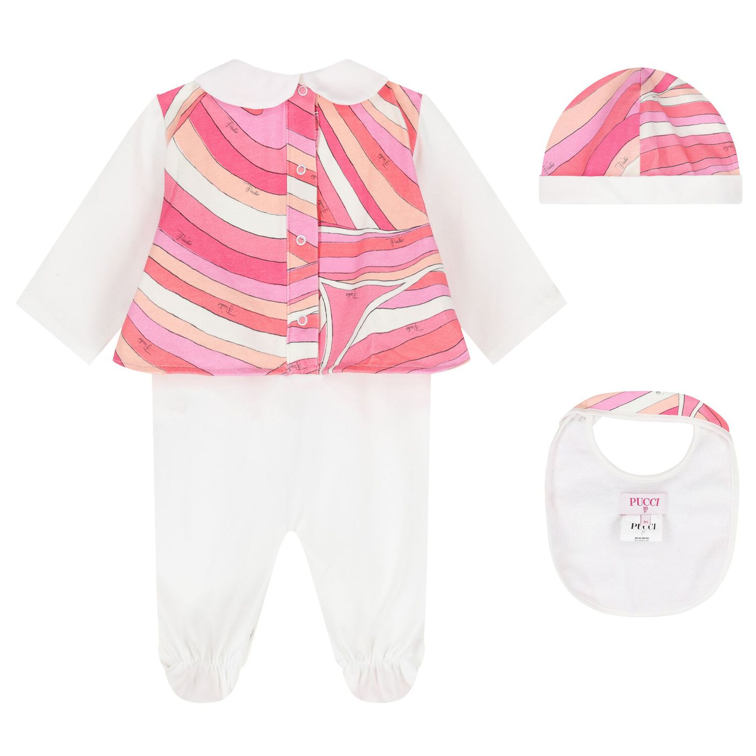 Baby Girls Pink & Ivory Iride Babygrow Gift Set, 1, hi-res