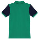 Boys Green & Navy Blue Logo Polo Shirt, 1, hi-res
