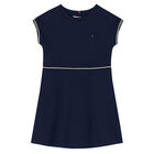 Girls Navy Logo Dress, 1, hi-res