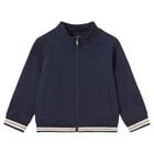 Younger Boys Navy Blue Zip Up Top, 2, hi-res