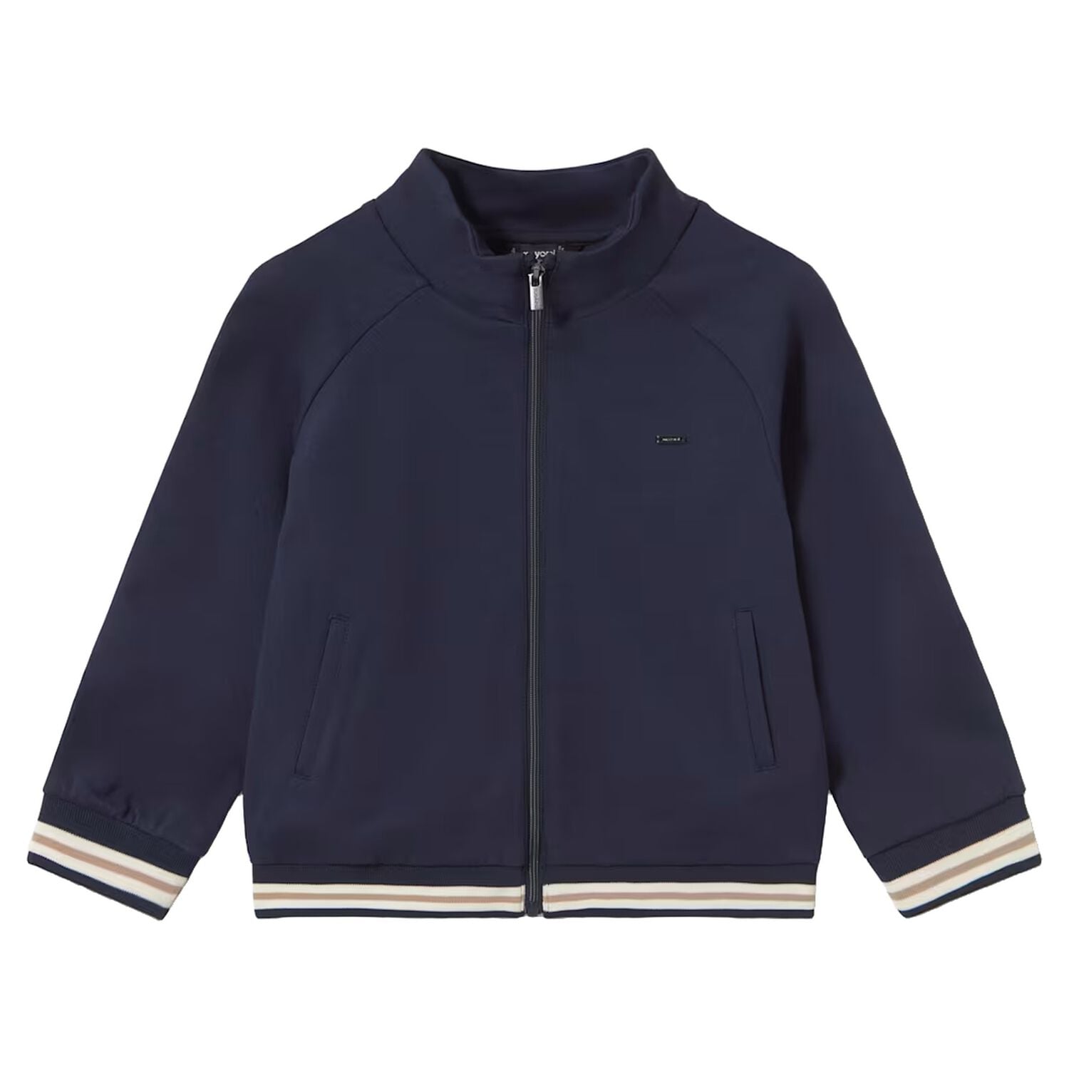 Younger Boys Navy Blue Zip Up Top, 2, hi-res
