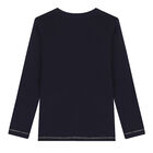 Boys Navy Logo Long Sleeve Top, 1, hi-res