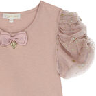 Girls Pink Tulle Sleeve T-Shirt, 1, hi-res