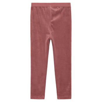 Girls Pink Velvet Leggings