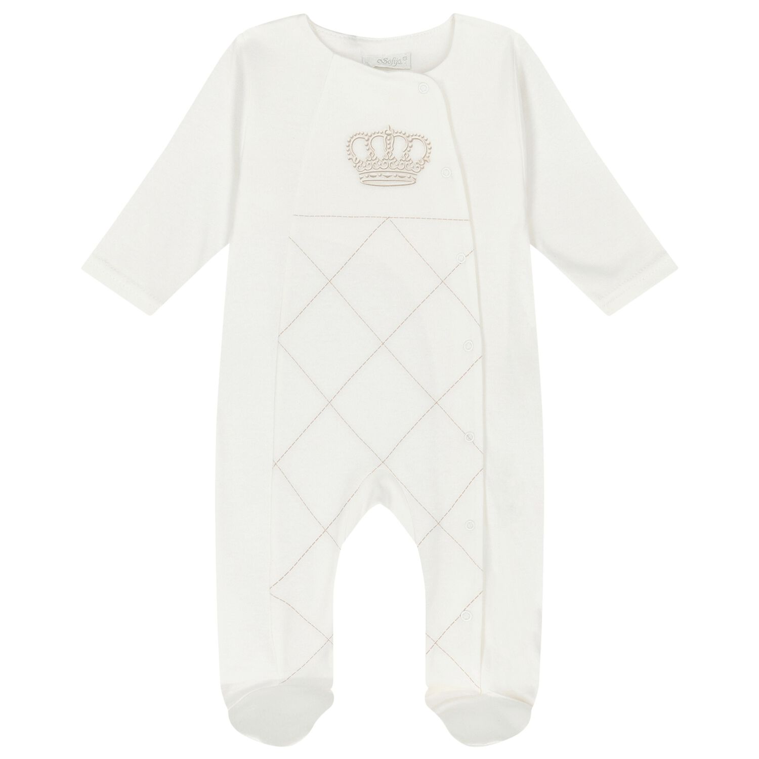Ivory Crown Babygrow, 1, hi-res