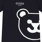 Boys Navy Blue Teddy Bear Logo T-Shirt, 1, hi-res