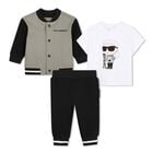 Younger Boys Green & Black Ikonik Karl Tracksuit Set, 1, hi-res