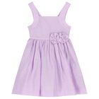 Girls Lilac Flower Linen Dress, 2, hi-res