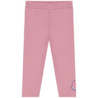 Younger Girls Pink Logo Leggings, 1, hi-res