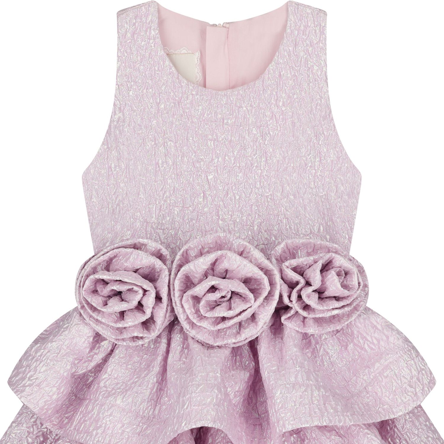 Girls Pink Roses Tiered Dress, 2, hi-res