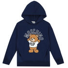 Navy Teddy Logo Hooded Top, 2, hi-res