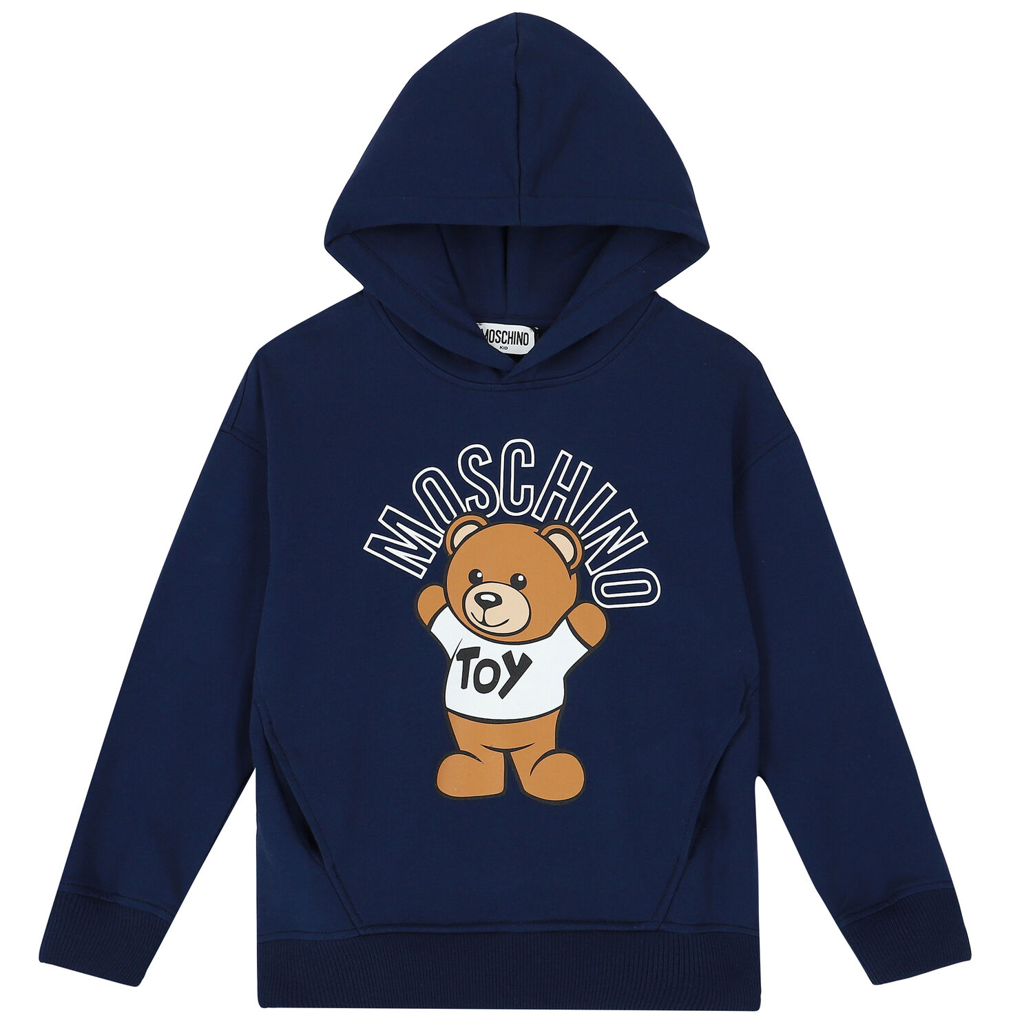 Navy Teddy Logo Hooded Top, 2, hi-res