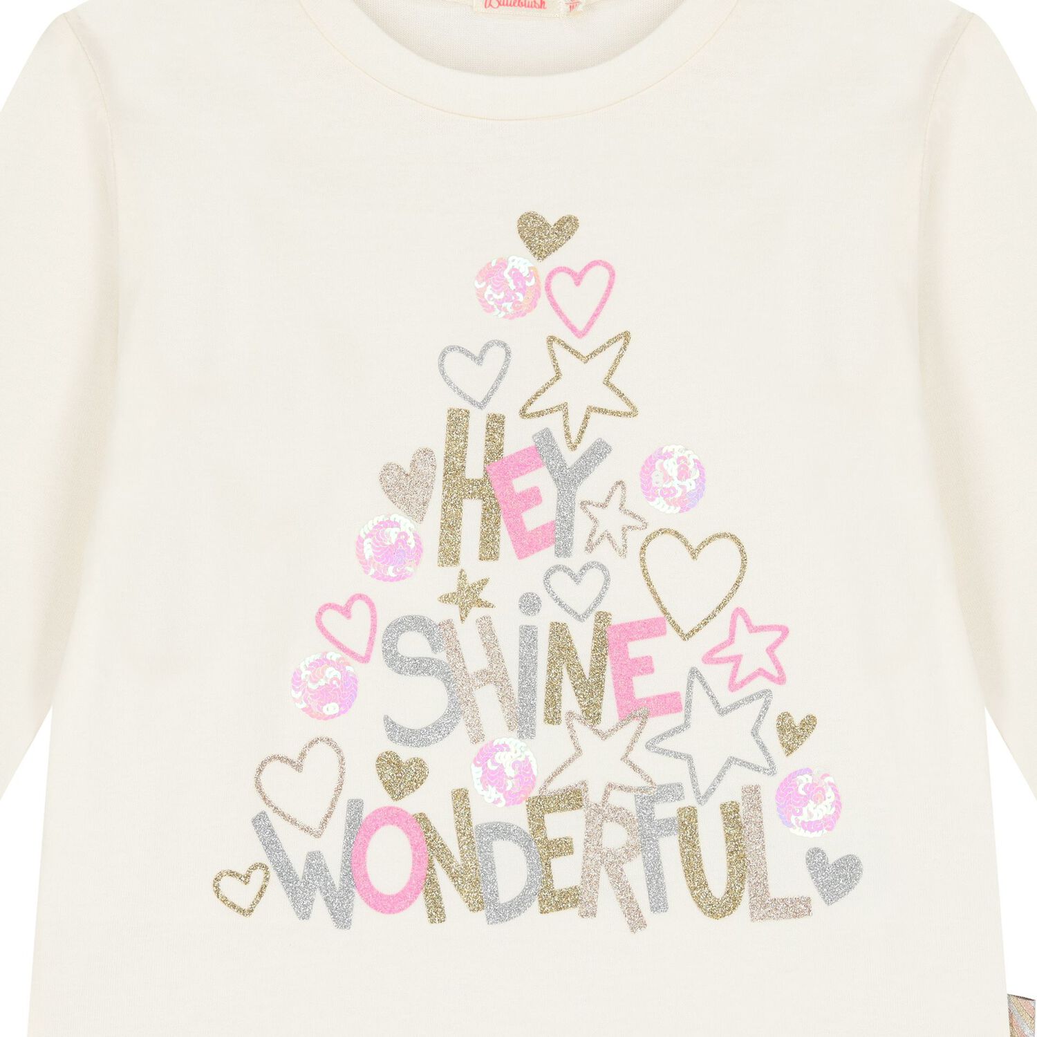 Girls Ivory Christmas Tree Long Sleeve Top, 1, hi-res image number null