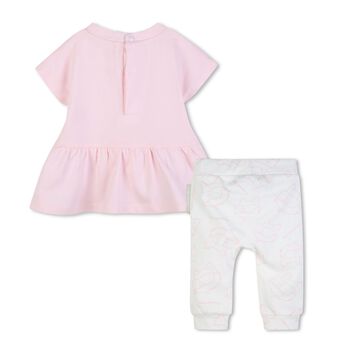 Baby Girls Pink & White Leggings Set