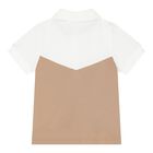 Baby Boys White & Beige Logo Polo Shirt, 1, hi-res