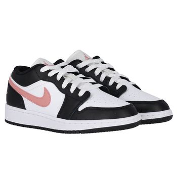 Girls Black, White & Pink Air Jordan 1 Low Trainers