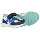 Boys White & Navy Blue Logo Trainers, 2, hi-res