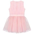 Girls Pink Bow Tulle Dress, 1, hi-res