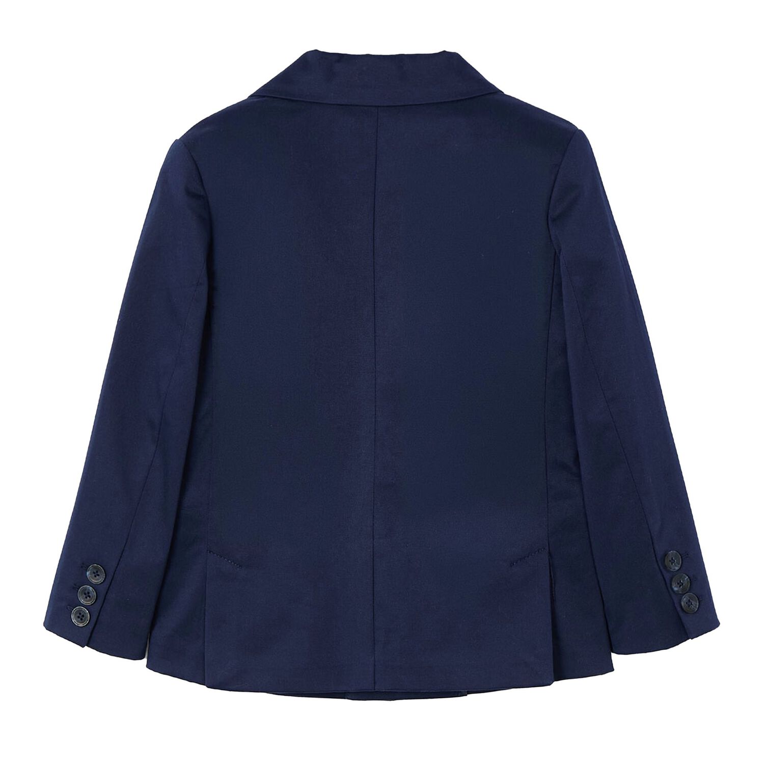 Boys Navy Single Breasted Cotton Blazer, 1, hi-res