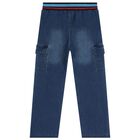 Boys Blue Denim Joggers, 1, hi-res