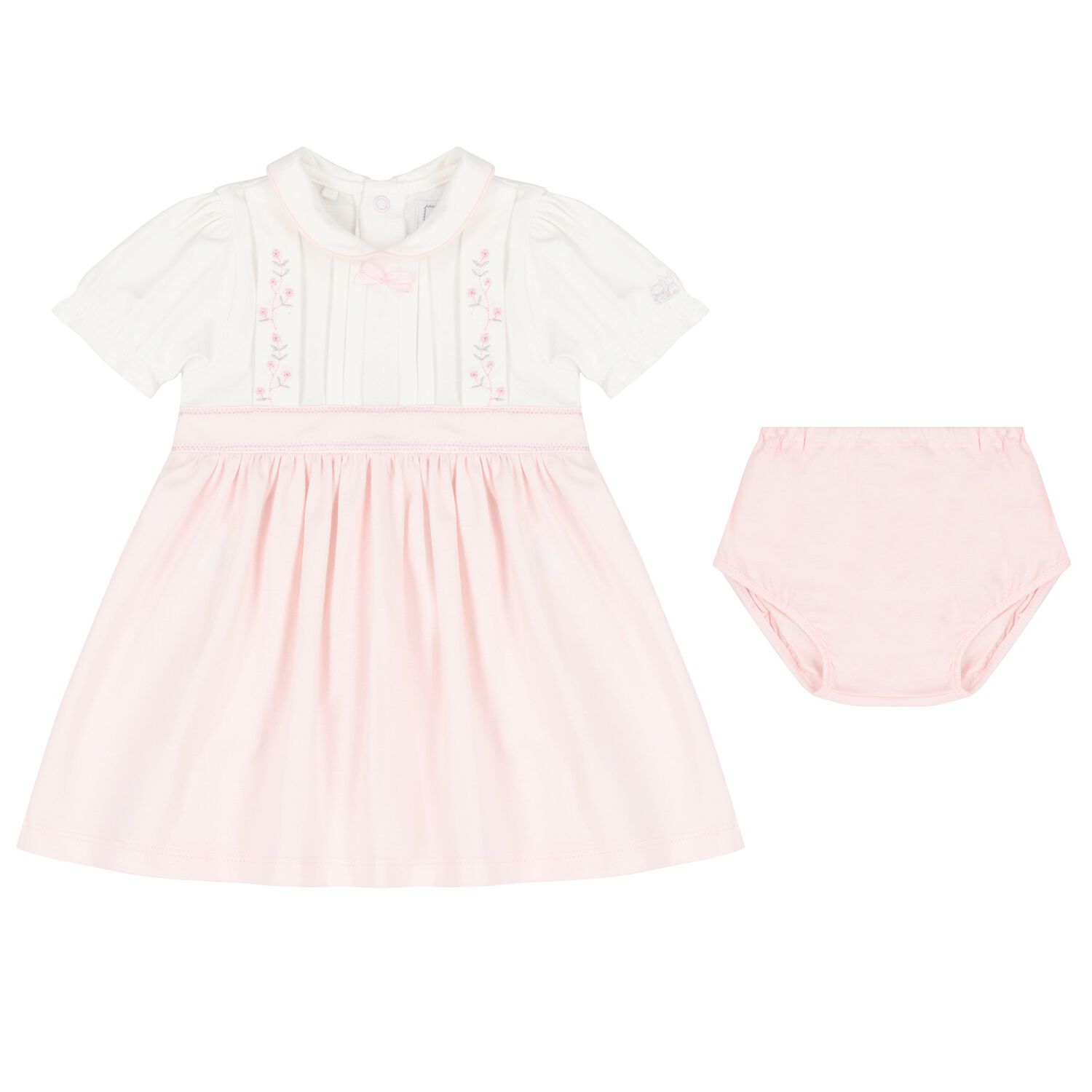 Baby White & Pink Floral Dress Set, 1, hi-res