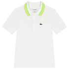 Boys White Logo Polo Shirt, 1, hi-res