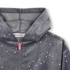 Girls Grey Dot Hooded Zip Up Top, 1, hi-res