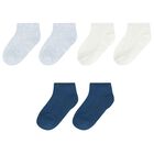 Baby Boys Blue & Ivory Socks (3 Pack), 1, hi-res