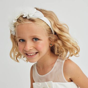 Girls White Flower Headband