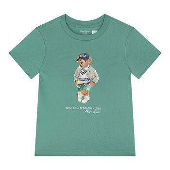 Baby Boys Green Jersey Polo Bear T-Shirt