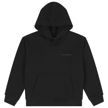 Boys Black Logo Hooded Top