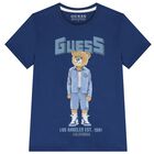 Boys Blue Teddy Bear Logo T-Shirt, 3, hi-res