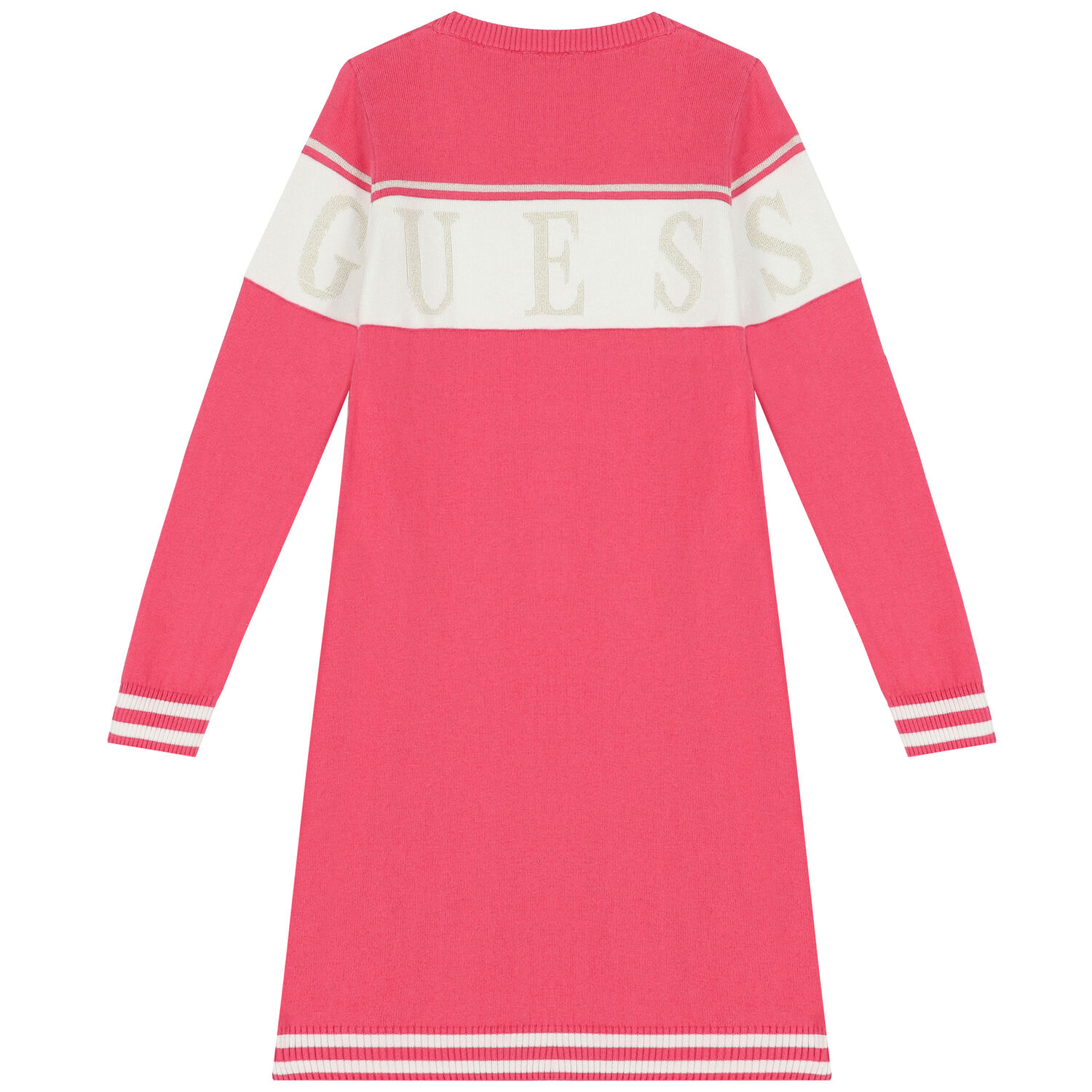 Girls Pink Logo Knitted Sweatshirt Dress, 2, hi-res image number null
