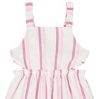 Girls White & Pink Striped Dress, 3, hi-res