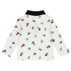 Younger Boys Ivory Teddy Bear & Cat Polo Shirt, 1, hi-res