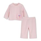 Younger Girls Pink Ribbed Trouser Set, 1, hi-res