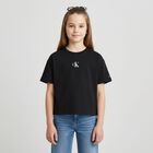 Girls Black Logo T-Shirt, 1, hi-res