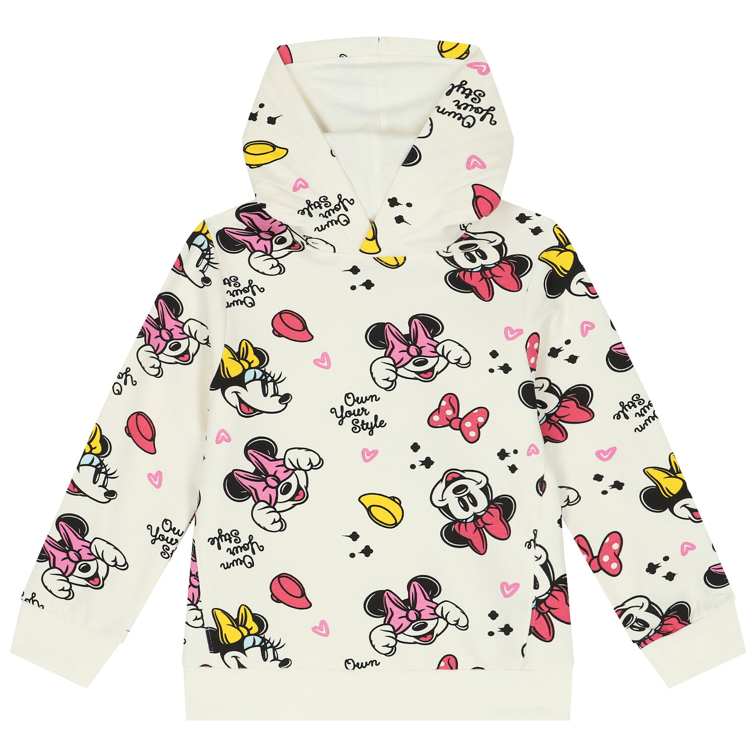 Girls Ivory Minnie Mouse Hooded Top, 1, hi-res