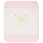 Baby Girls Ivory & Pink Pima Cotton Logo Blanket, 2, hi-res