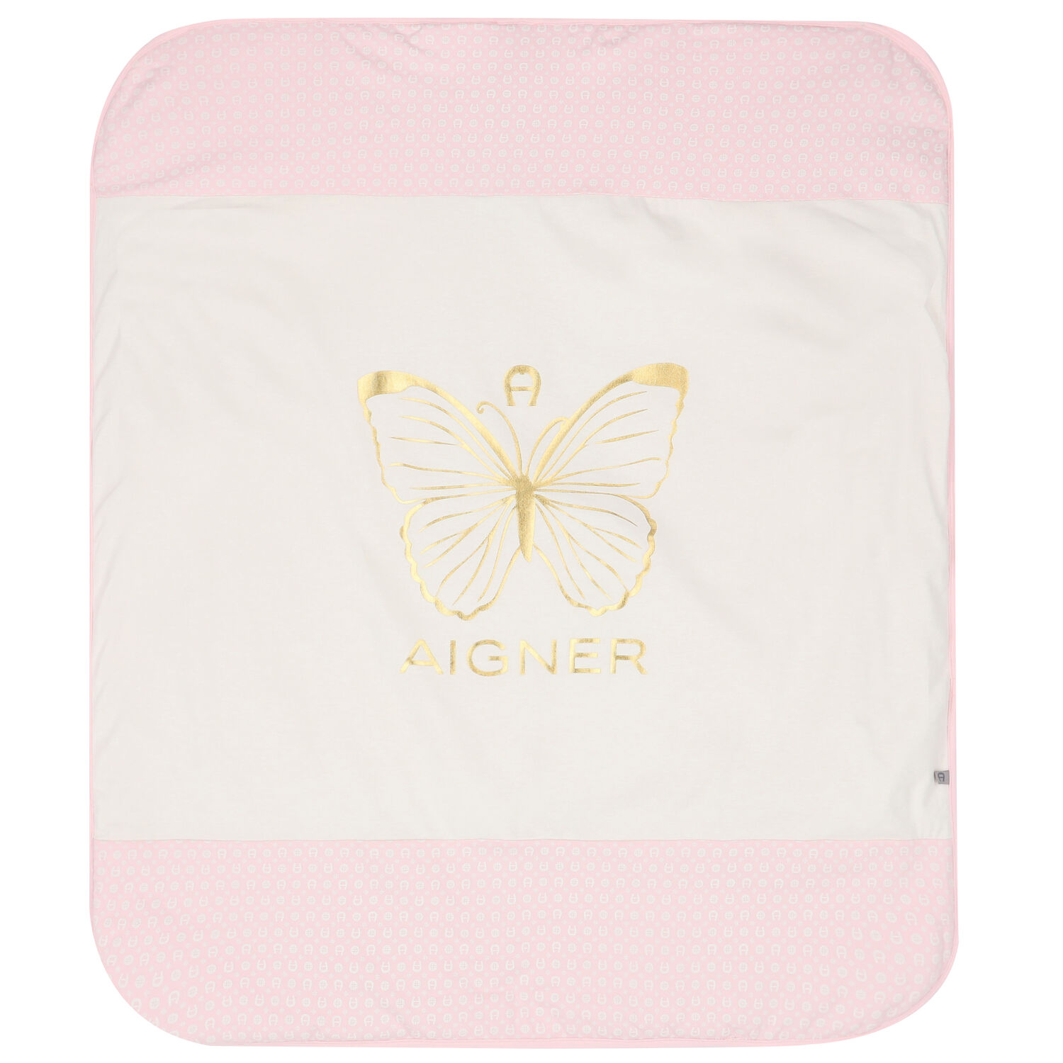 Baby Girls Ivory & Pink Pima Cotton Logo Blanket, 2, hi-res