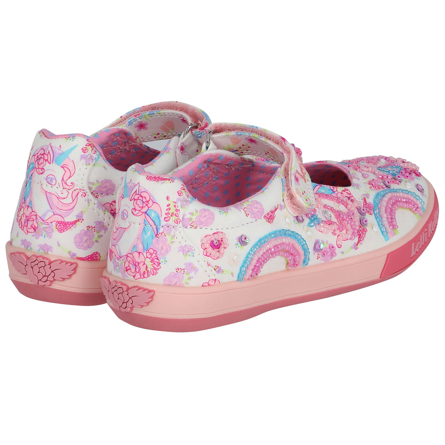Girls Ivory Unicorn Beaded Shoes, 1, hi-res