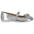 Girls Silver Embellished Bow Shoes, 1, hi-res