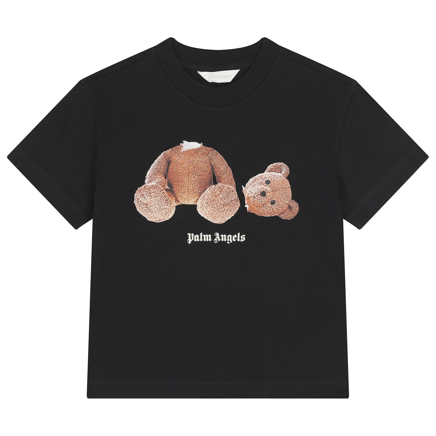 Girls Black Teddy Bear Logo T-Shirt, 4, hi-res