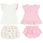 Baby Girls Pink & Ivory Short Set (4 Piece), 1, hi-res