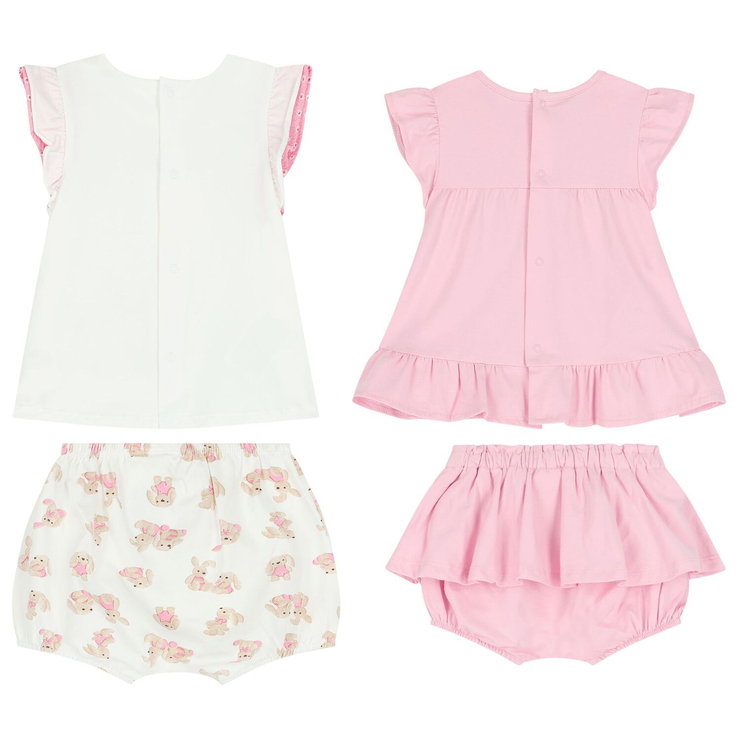 Baby Girls Pink & Ivory Short Set (4 Piece), 1, hi-res