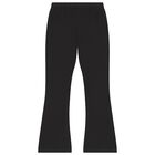 Girls Black Logo Flared Leggings, 1, hi-res