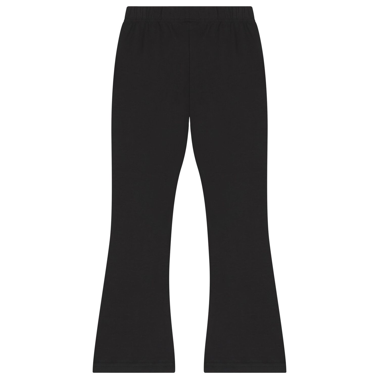 Girls Black Logo Flared Leggings, 1, hi-res