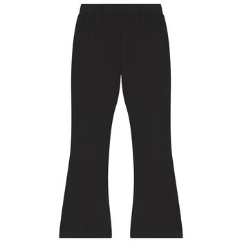 Girls Black Logo Flared Leggings