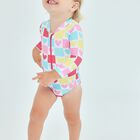 Younger Girls Multi-Coloured Heart Swimsuit, 1, hi-res